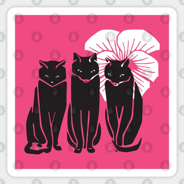 Three black cats Sticker by grafart